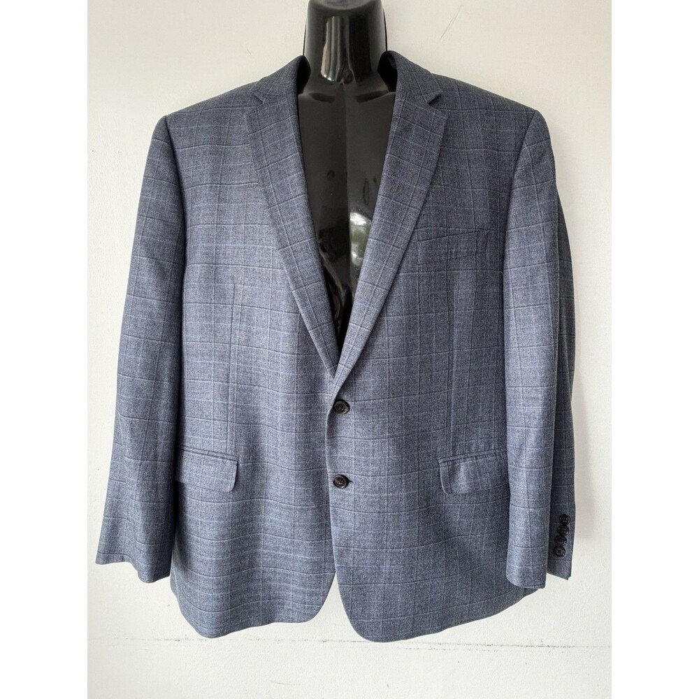 Lauren Ralph Lauren Jacket Mens 46 R Gray Plaid Wool Silk Blazer Business